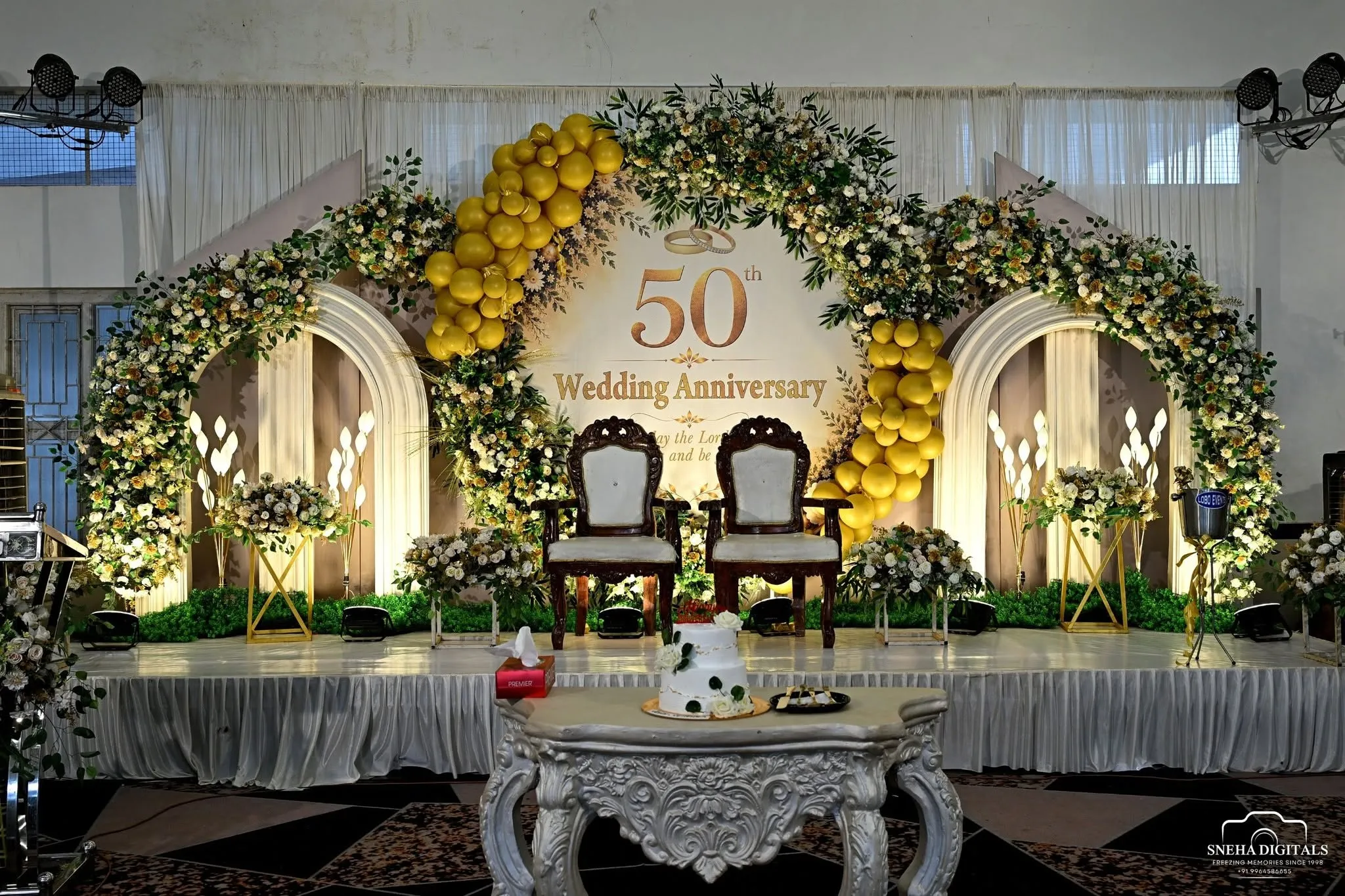 50 Years Wedding Anniversary Full Stage, Anniversary Celebrations, Lobo Events Karkala