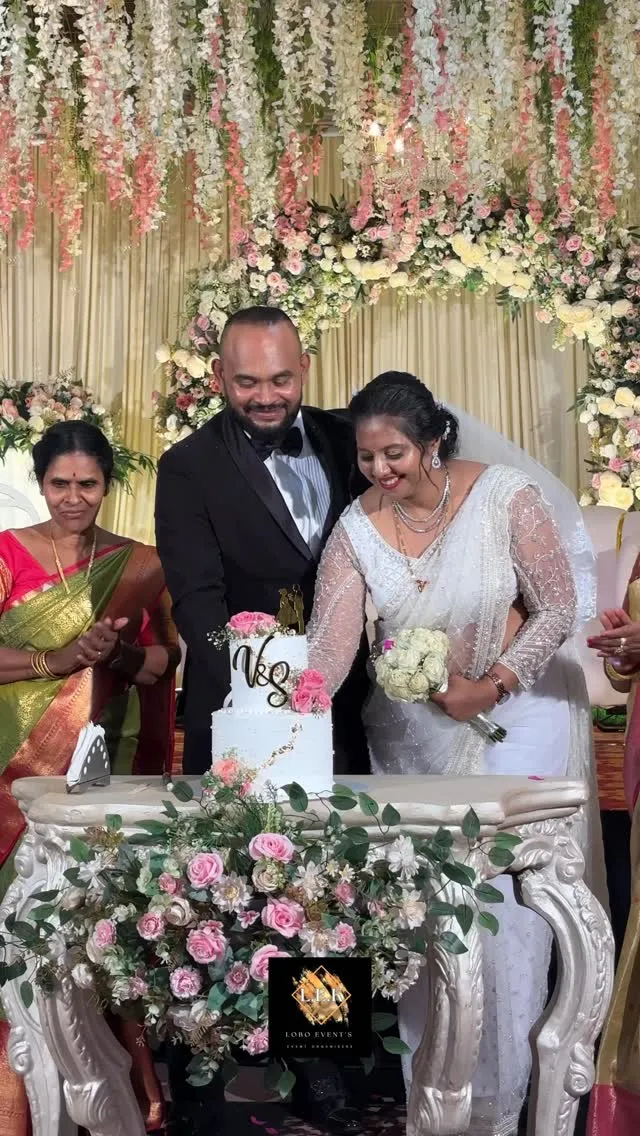 Marriage Couple Cake Cutting, Wedding Moments, Lobo Events Karkala