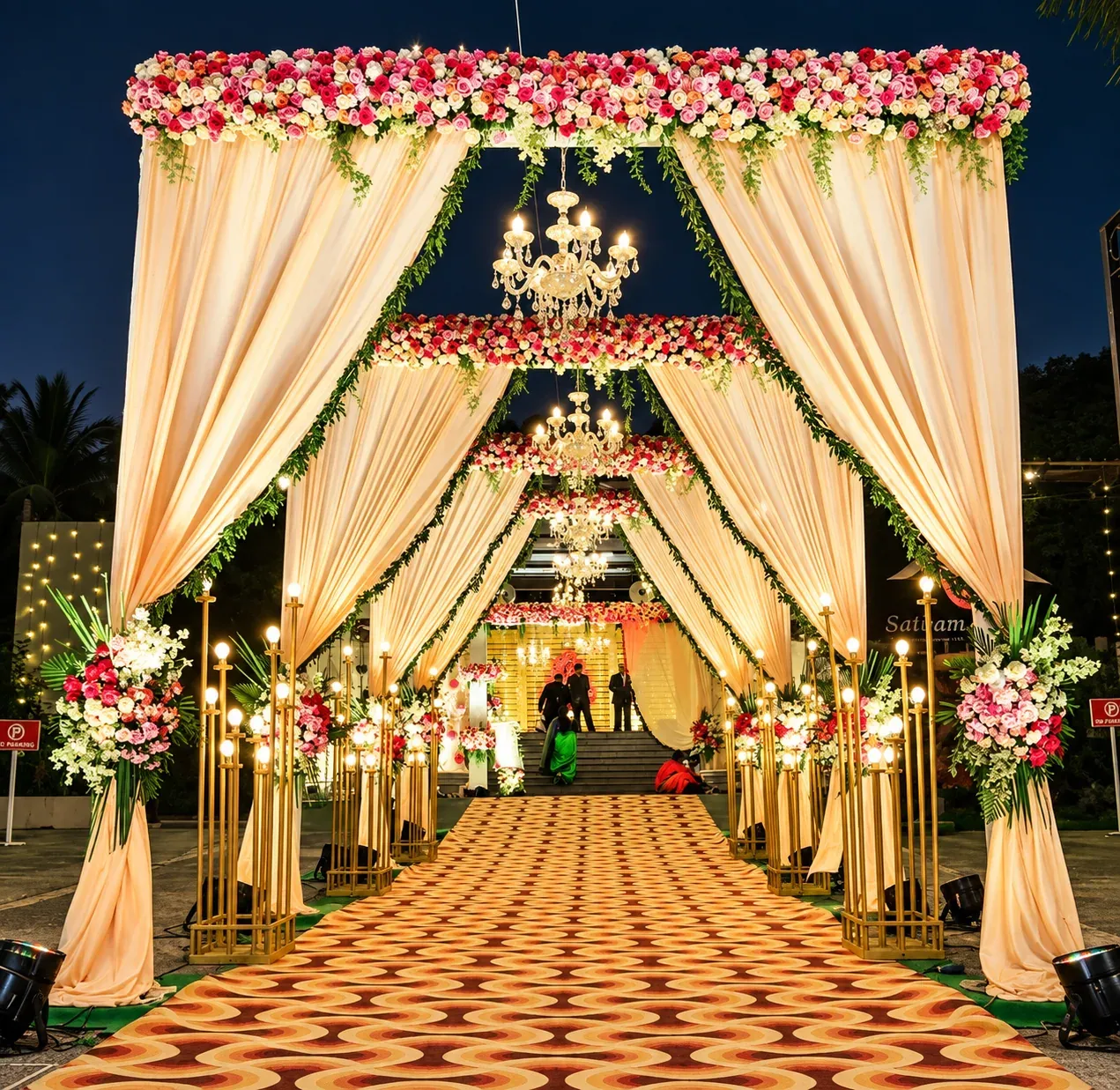 Draped Entrance Chandelier, Wedding Moments, Lobo Events Karkala