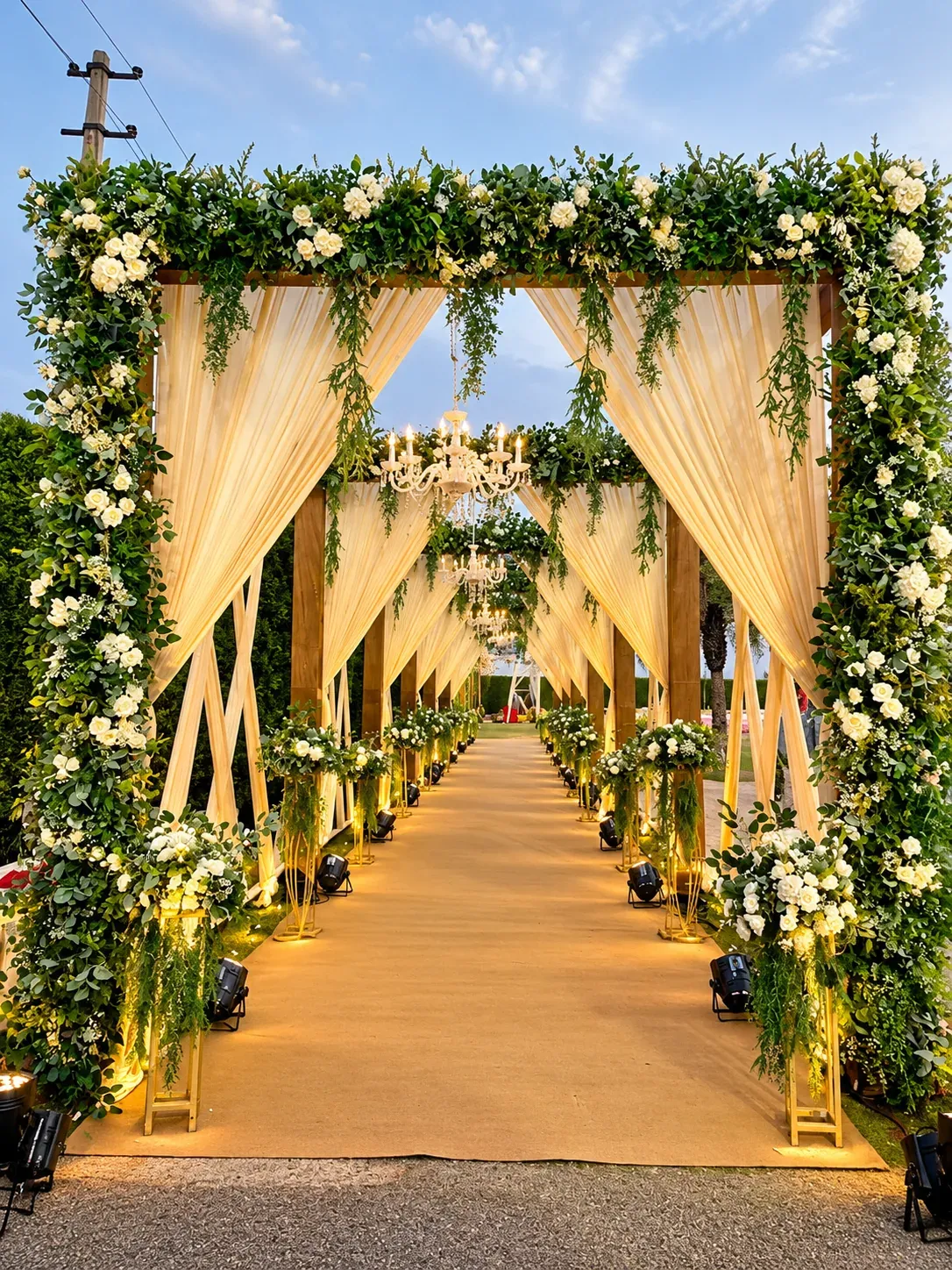Greenery Arch Walkway, Wedding Moments, Lobo Events Karkala