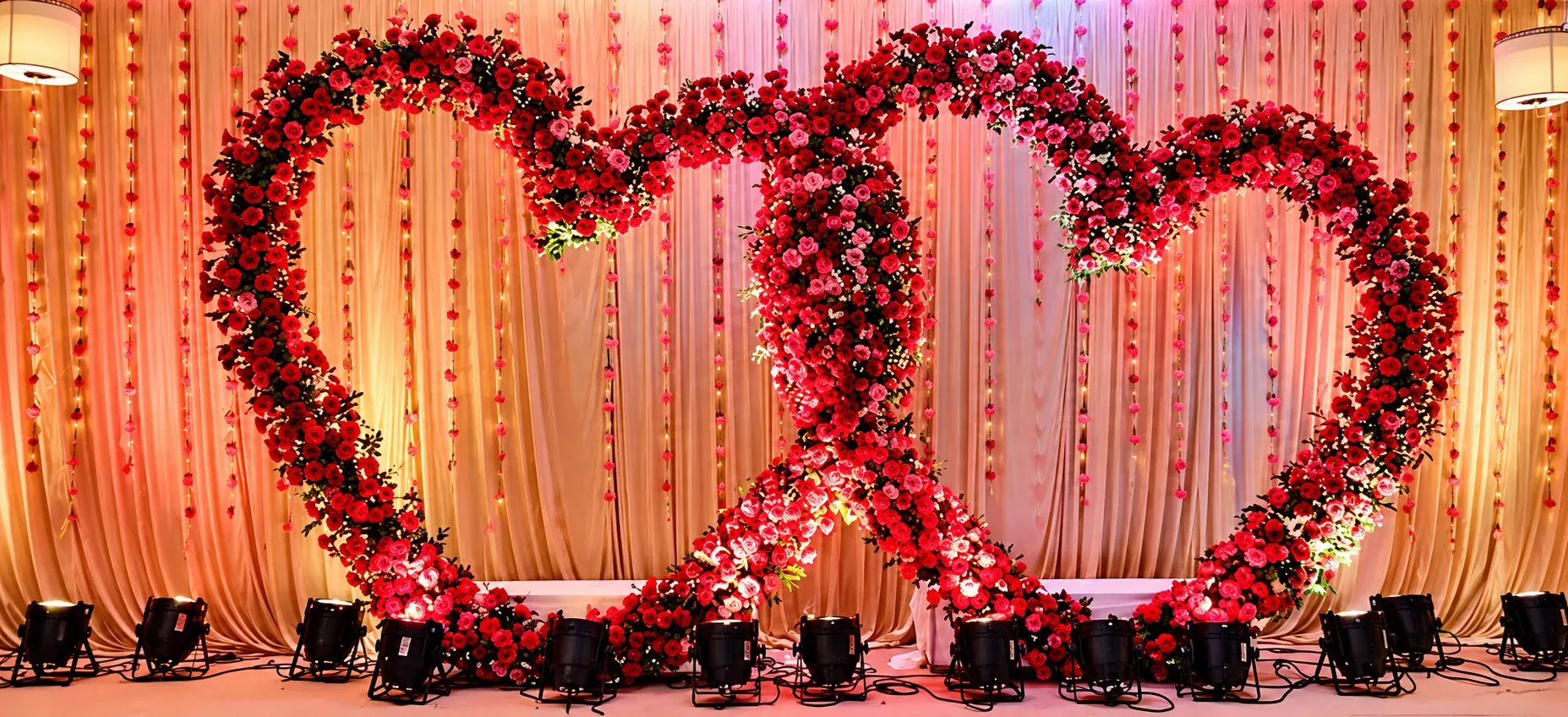 Double Heart Floral Arch, Wedding Moments, Lobo Events Karkala