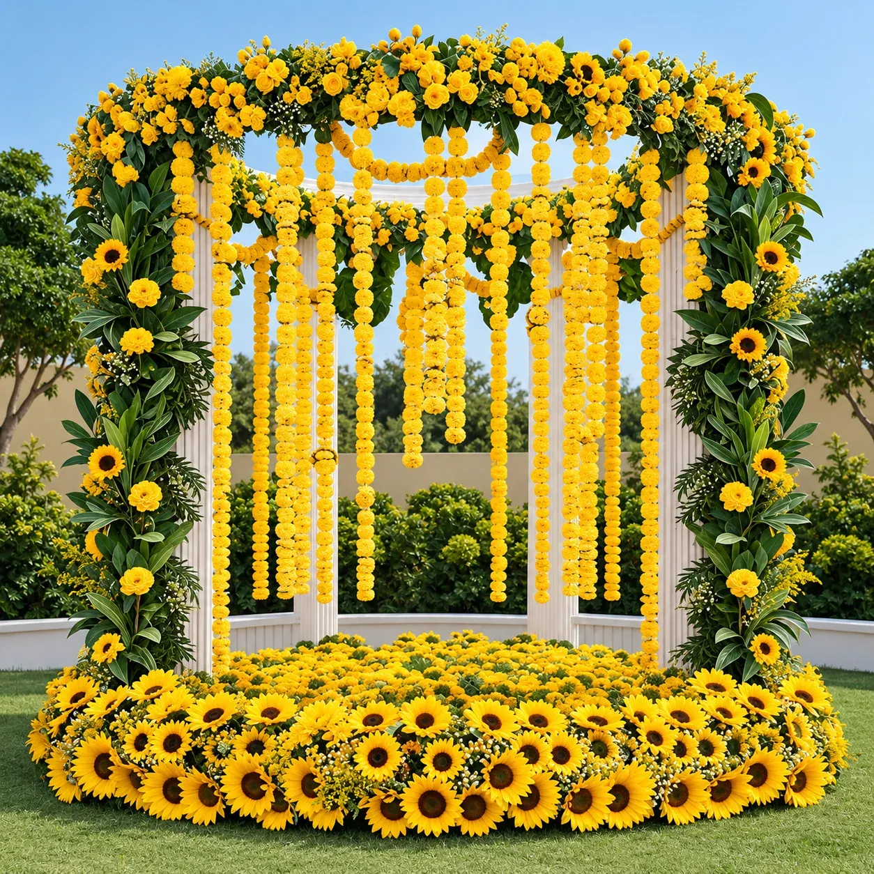 Marigold Haldi Mandap, Wedding Moments, Lobo Events Karkala