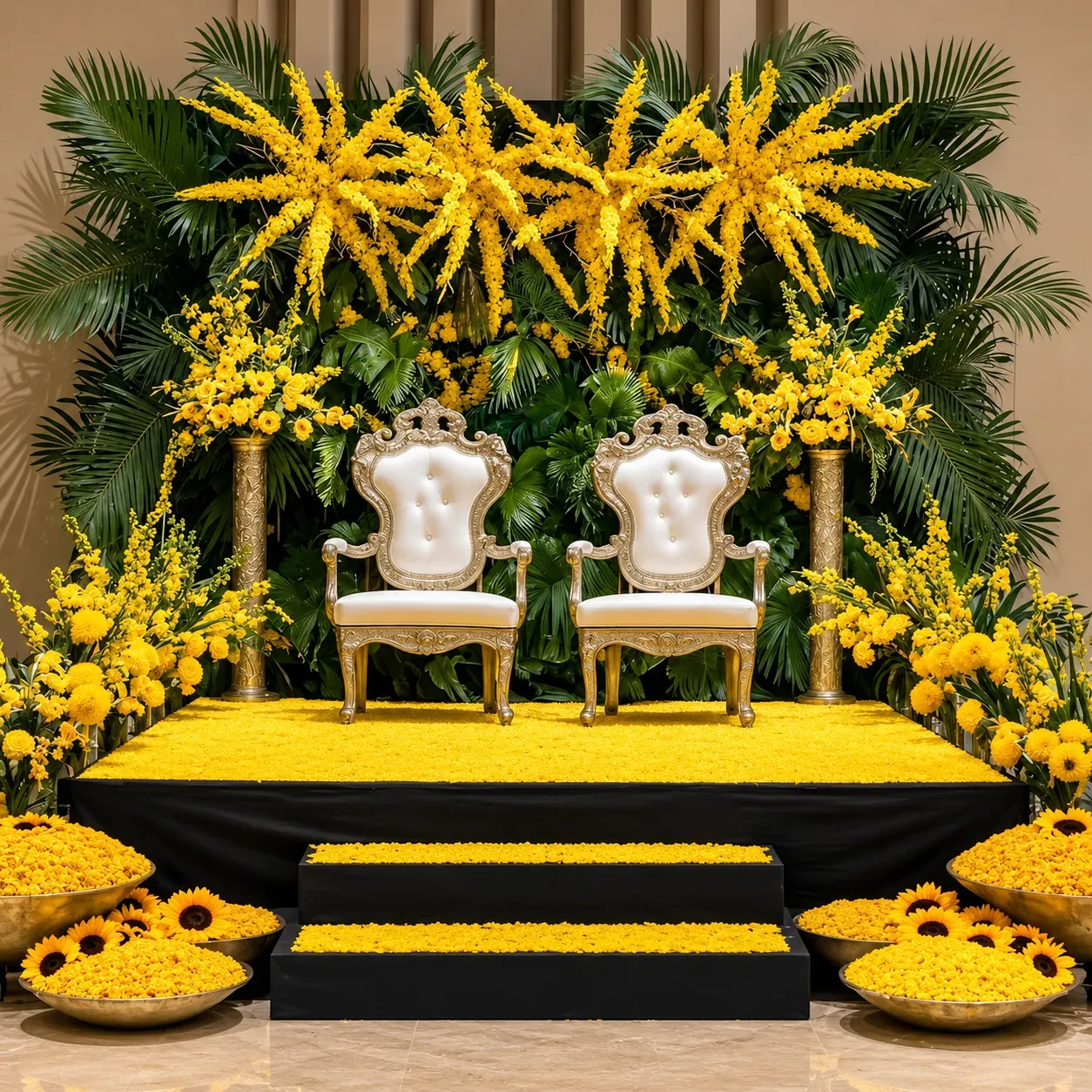 Haldi Stage Thrones, Wedding Moments, Lobo Events Karkala