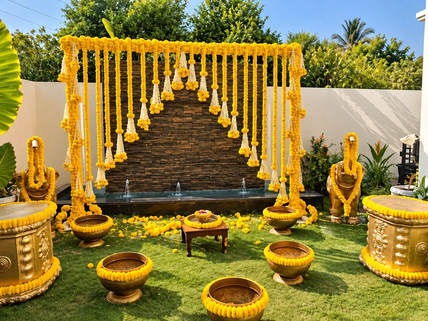 Marigold Haldi Entrance, Wedding Moments, Lobo Events Karkala